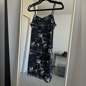 Black and White Graphic Slip Dress